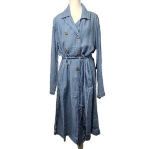 Billy T Chambray Lyocell Linen Belted Trench Jacket Women’s L NWT